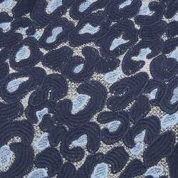 Pre Owned سندرو توب قصير من الدانتيل باللون الأزرق الداكن مقاس صغير