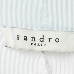 Pre Owned Sandro Blue Colorblock Plisse Runner Shorts L