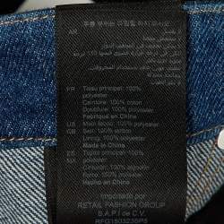 Pre Owned تنورة ساندرو متوسطة الطول مطوية كريب ودنيم أسود مقاس متوسط