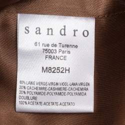 مملوكة مسبقًا Sandro Brown Wool Blend Double Breast Coat L