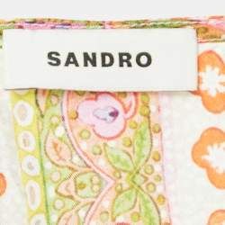 Pre Owned فستان ساندرو بألوان متعددة مزهرة مخطط حرير صغير