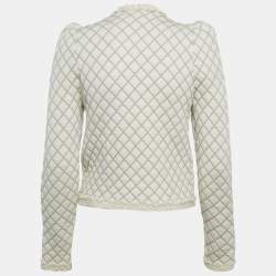 Pre Owned جاكيت ساندرو كريمي محبوك بتأثير مبطن وواجهة بخطاف مقاس صغير