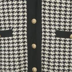 Pre Owned Sandro Black/Off White Houndstooth Knit Oversized Cardigan S