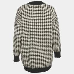 Pre Owned Sandro Black/Off White Houndstooth Knit Oversized Cardigan S