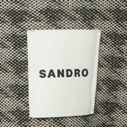 Pre Owned Sandro Black/Off White Houndstooth Knit Oversized Cardigan S