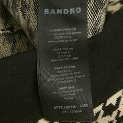 Pre Owned Sandro Black/Off White Houndstooth Knit Oversized Cardigan S