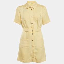 مملوكة مسبقًا Sandro Yellow Crepe Button Front Mini Dress XS