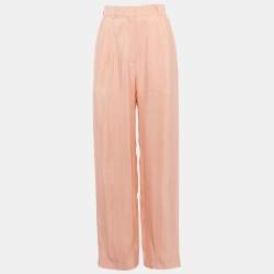 مملوكة مسبقًا بنطلون ساندرو برتقالي فاتح بنقشة مربعات قماش كريب مثني مقاس صغير (سمول)