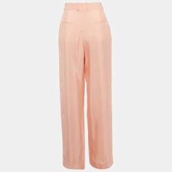 مملوكة مسبقًا بنطلون ساندرو برتقالي فاتح بنقشة مربعات قماش كريب مثني مقاس صغير (سمول)