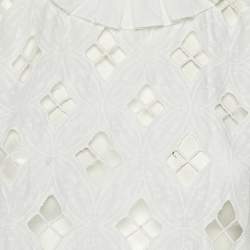 Pre Owned فستان ساندرو أبيض دانتيل بفتحات تفصيل ميني صغير الحجم