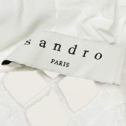 Pre Owned فستان ساندرو أبيض دانتيل بفتحات تفصيل ميني صغير الحجم