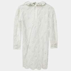 Pre Owned فستان ساندرو أبيض دانتيل بفتحات تفصيل ميني صغير الحجم