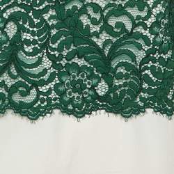 مملوكة مسبقًا Sandro  Green /White Cotton & Lace Overlay Malia Top L