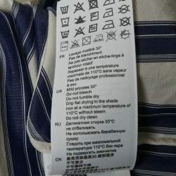 مملوكة مسبقًا سندرو بلوزة بأزرار من القطن المخطط الأزرق بتفاصيل ياقة كبيرة الحجم مقاس صغير جداً