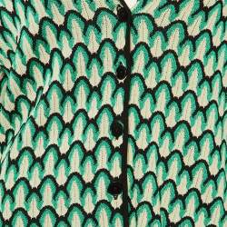 Pre Owned طقم كارديغان وسروال محبوك بنمط أخضر ساندرو حجم صغير