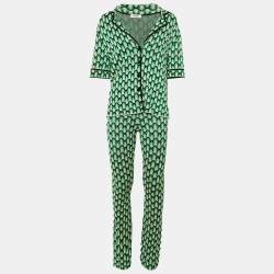 مملوكة مسبقًا Sandro Green Patterned Knit Cardigan & Pants Set S