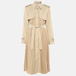 مملوكة مسبقًا Sandro Beige Gabardine Pleated Trench Coat M