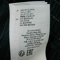 مملوكة مسبقًا فستان ساندرو كريب مخطط عمودي أزرق بحري مفصل ضيق صغير