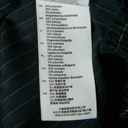 مملوكة مسبقًا فستان ساندرو كريب مخطط عمودي أزرق بحري مفصل ضيق صغير