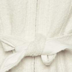 مملوكة مسبقًا Sandro White Tweed & Plisse Detail Coat Mini Dress M