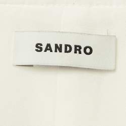 مملوكة مسبقًا Sandro White Tweed & Plisse Detail Coat Mini Dress M