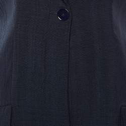 Pre Owned Sandro Navy Blue Crepe Pleated Mini Suit Dress M