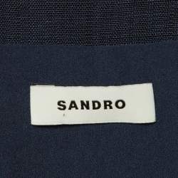 Pre Owned Sandro Navy Blue Crepe Pleated Mini Suit Dress M