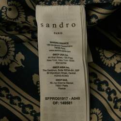 Pre Owned فستان ساندرو أزرق بطبعة زهور حرير فالنتينا برقبة على شكل V ميدي صغير الحجم