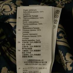 Pre Owned فستان ساندرو أزرق بطبعة زهور حرير فالنتينا برقبة على شكل V ميدي صغير الحجم