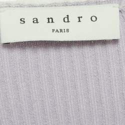 Pre Owned Sandro Light Purple Rib Knit Bell Sleeve Top M