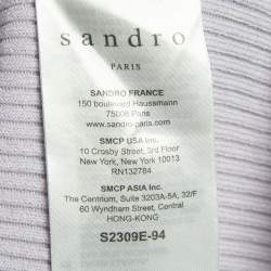 Pre Owned Sandro Light Purple Rib Knit Bell Sleeve Top M