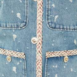 مملوكة مسبقًا Sandro Blue Distressed Denim Lorette Jacket & Jeans Set S/L