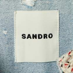 مملوكة مسبقًا Sandro Blue Distressed Denim Lorette Jacket & Jeans Set S/L