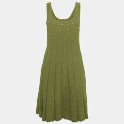 مملوكة مسبقًا Sandro Green Bead Jewels Knit Flared Short Dress L