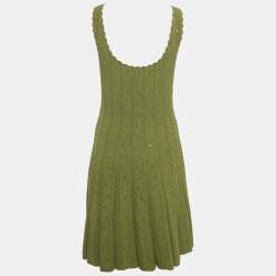 مملوكة مسبقًا Sandro Green Bead Jewels Knit Flared Short Dress L