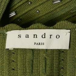 مملوكة مسبقًا Sandro Green Bead Jewels Knit Flared Short Dress L