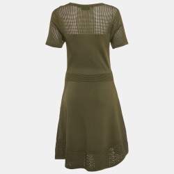 Pre Owned Sandro Green Open Knit Flared Short Dress L