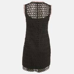 مملوكة مسبقًا فستان ساندرو أسود دانتيل بتفاصيل حواف متباينة مستقيم متوسط الحجم