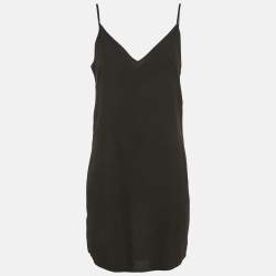 مملوكة مسبقًا فستان ساندرو أسود دانتيل بتفاصيل حواف متباينة مستقيم متوسط الحجم