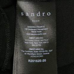 مملوكة مسبقًا فستان ساندرو أسود دانتيل بتفاصيل حواف متباينة مستقيم متوسط الحجم