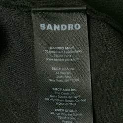 مملوكة مسبقًا فستان ساندرو أسود مخمل محاك مفتوح مزين دمعة طويل صغير الحجم