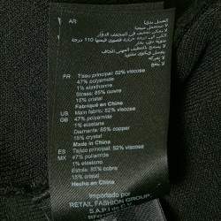 مملوكة مسبقًا فستان ساندرو أسود مخمل محاك مفتوح مزين دمعة طويل صغير الحجم