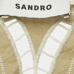 Pre Owned Sandro Light Green Guipure Lace Cut Out Midi Dress L