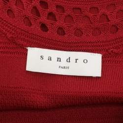 مملوكة مسبقًا Sandro Red Stretch Knit Midi Dress M