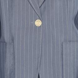 مملوكة مسبقًا Sandro Blue Pinstripe Satin Blazer and Pants Set S/M