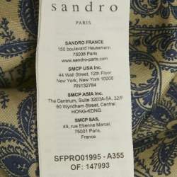 مملوكة مسبقًا Sandro Cream Harmonie Print Silk Ruffle Mini Dress S