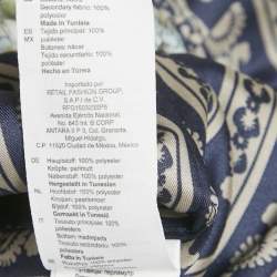 Pre Owned فستان ساندرو أزرق بطبعة زهور حرير فالنتينا برقبة على شكل V ميدي صغير الحجم