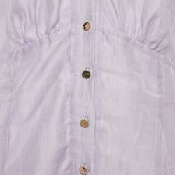 Pre Owned فستان ساندرو ليلكي  من مزيج الكتان بياقة على شكل V قصير كبير جدًا