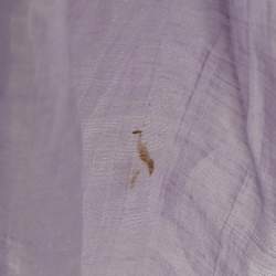 Pre Owned فستان ساندرو ليلكي من مزيج الكتان بياقة على شكل V قصير كبير جدًا