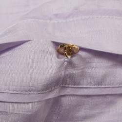 Pre Owned فستان ساندرو ليلكي من مزيج الكتان بياقة على شكل V قصير كبير جدًا